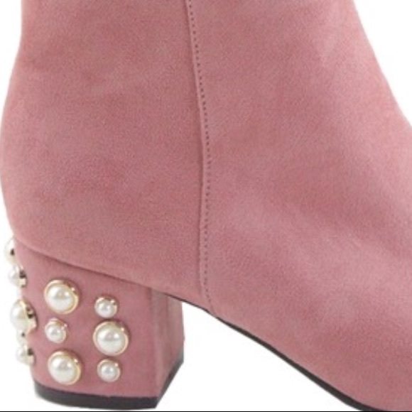 Pale pink pearl ankle boots - Picture 3 of 8
